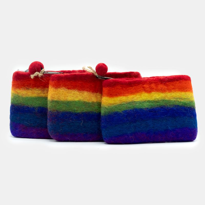 Naturfarbener Filz-Reißverschlussbeutel (sortiert) - Regenbogen