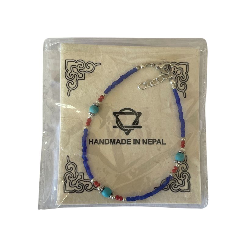 Nepalesisches Armband mit extra feinem Edelstein - Blauer Onyx
