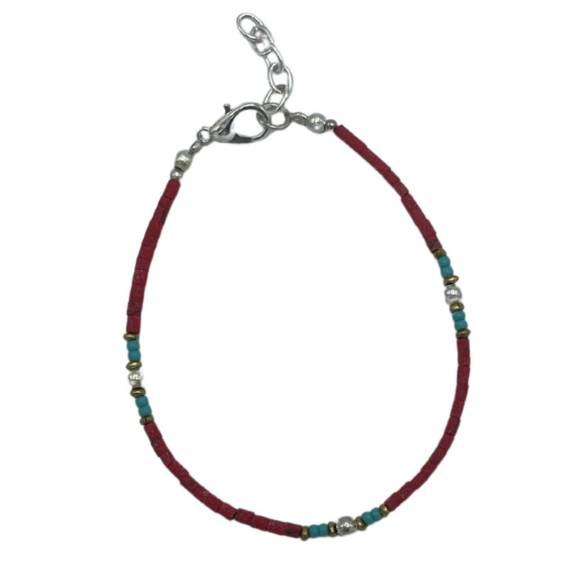 Nepalesisches Armband mit extra feinem Edelstein - Tribal-Perle aus Koralle