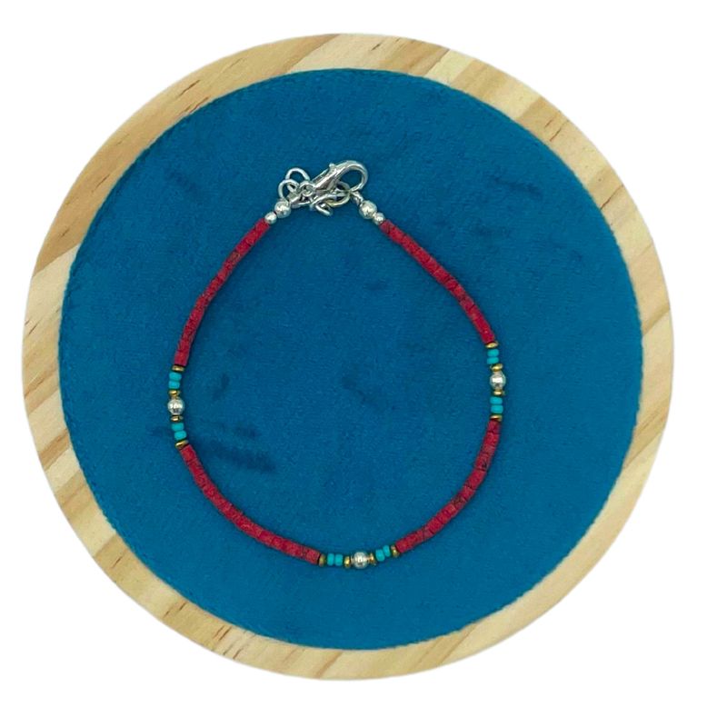 Nepalesisches Armband mit extra feinem Edelstein - Tribal-Perle aus Koralle
