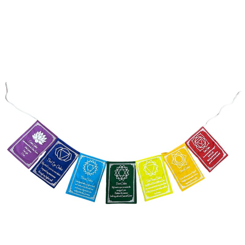 Sieben Chakra-Farben und Mantra – Lrg (7 Flaggen)