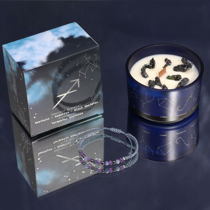 Sternzeichen-Kristallkerze mit Edelsteinarmband - Starter