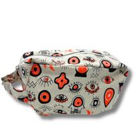 Kleine Multi Eyes Baumwoll-Canvas Boxy Waschtasche