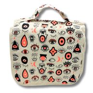 Große Baumwoll-Canvas-Kulturtasche mit Multi-Eyes-Design