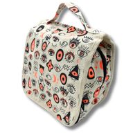 Große Baumwoll-Canvas-Kulturtasche mit Multi-Eyes-Design