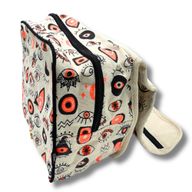 Große Baumwoll-Canvas-Kulturtasche mit Multi-Eyes-Design