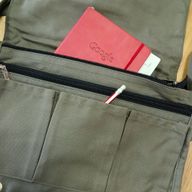 Laptop-Umhängetasche aus Baumwollcanvas - Olivgrün