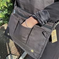 Laptop-Umhängetasche aus Baumwollcanvas - Anthrazit