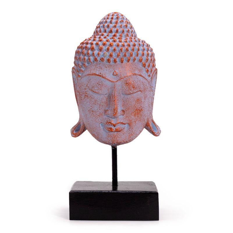 Großer Serenity-Buddha-Kopf auf Ständer - Blaues Kupfer