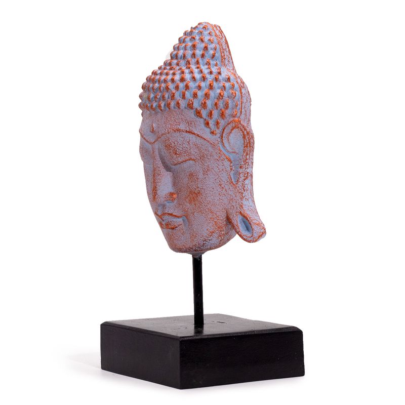 Großer Serenity-Buddha-Kopf auf Ständer - Blaues Kupfer