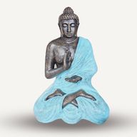 Großer türkisfarbener und steinerner Buddha zur Meditation im Stupa – 1,5 m