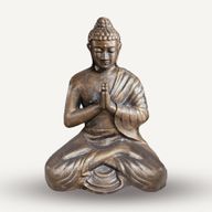 Mittelgroße betende Buddha-Statue in Antikgold, 1,2 m hoch
