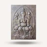 Großer Ganpati Antik-Gold-Relief, 0,7 x 1 m