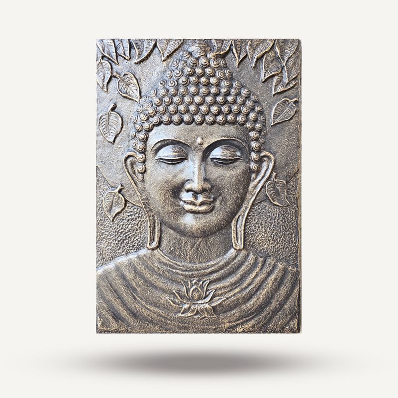 Großer Buddha Antik-Gold-Relief - 0,7x1m