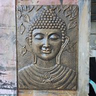 Großer Buddha Antik-Gold-Relief - 0,7x1m
