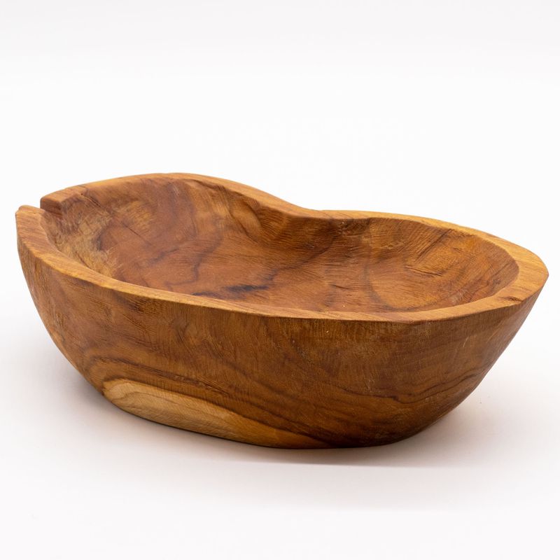 Natürliche, raue Obstschale aus Teakholz - 31 x 22 x 8 cm