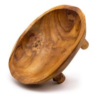Glatte Obstschale aus Teakholz auf Beinen - 30x23x10cm