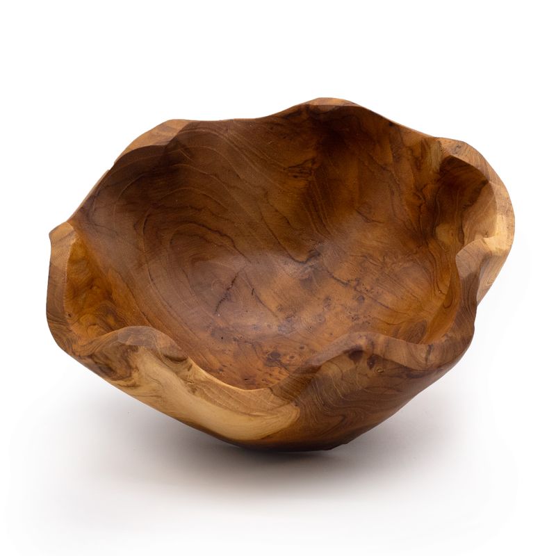 Mittlere, glatte Obstschale aus Teakholz - 21 x 9 cm