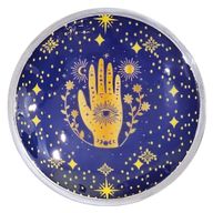 Emaillierter Opferteller mit drei Beinen – Hamsa Mitternachtsblau