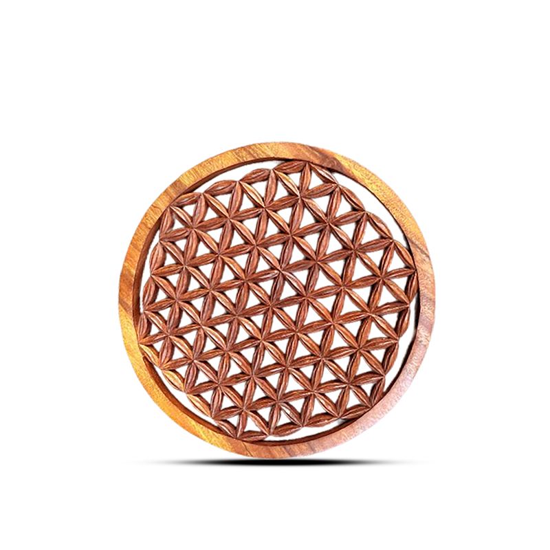 Rundes dekoratives Holzpaneel „Blume des Lebens“, 30 cm