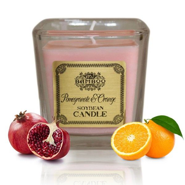 Sojawachskerze in Glas "Granatapfel & Orange"