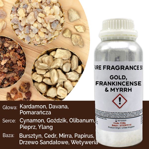 Gold, Weihrauch & Myrrhe reines Duftöl - 500 ml