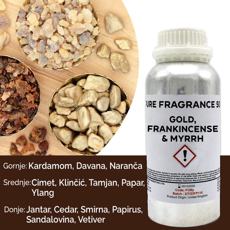 Gold, Weihrauch & Myrrhe reines Duftöl - 500 ml