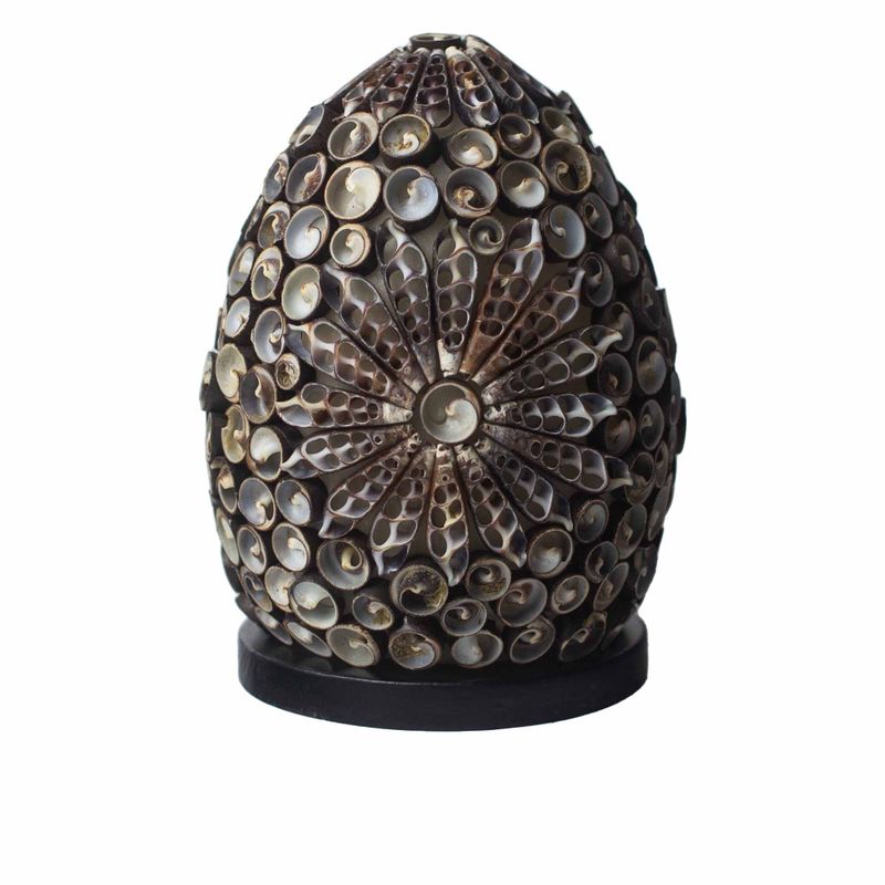 Boho-Muschellampe – Schokoladen-Twist-Oval – 15 cm
