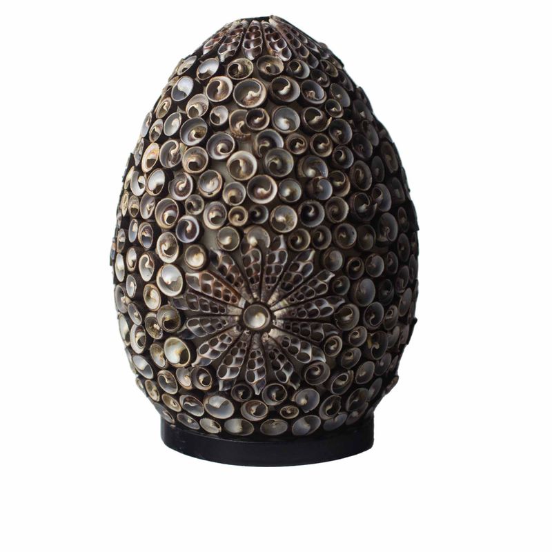 Boho-Muschellampe – Schokoladen-Twist-Oval – 20 cm