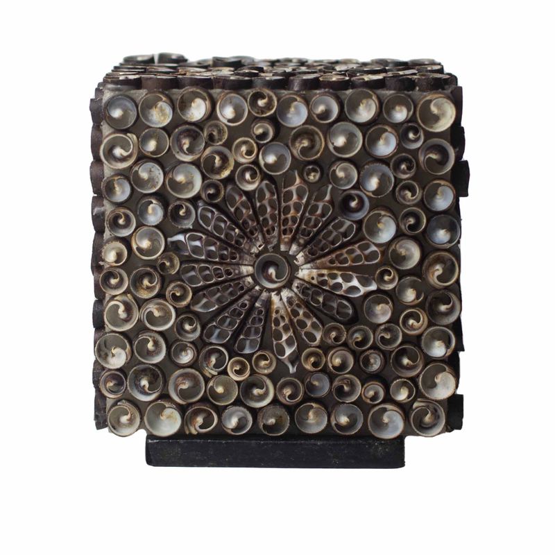 Boho-Muschellampe – Schokoladen-Twist-Quadrat – 15 cm