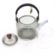 Teekanne aus Glas mit Sieb - Mit Dampfgarsystem, Anthrazit - 1000 ml