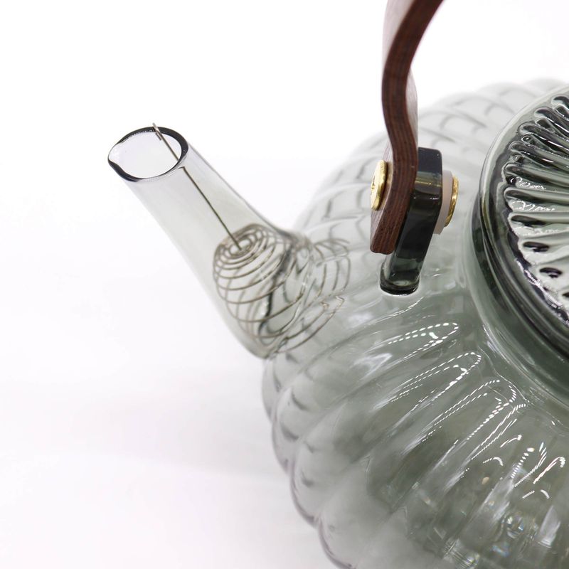 Teekanne aus Glas mit Sieb - Anthrazit, gerippte Perle - 950 ml