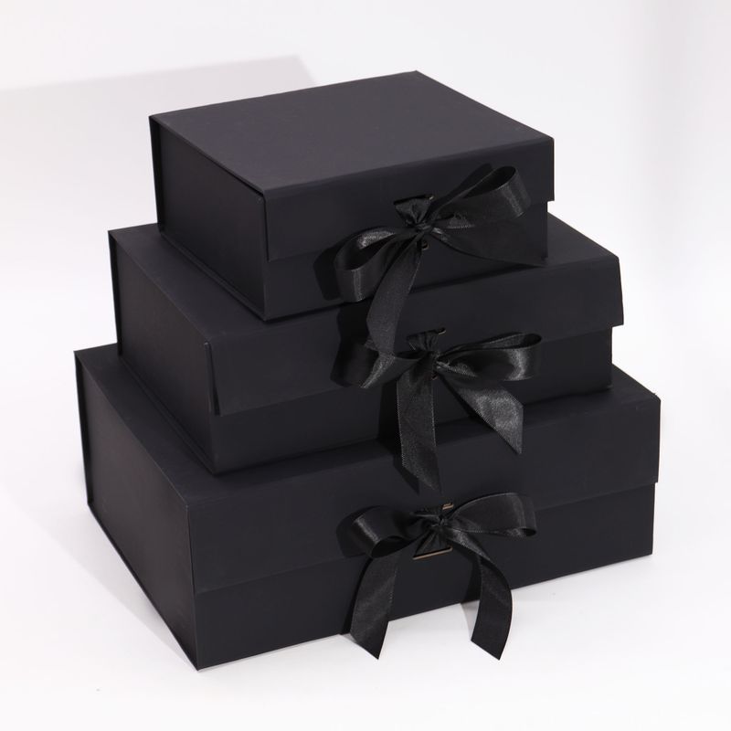 Flache Geschenkbox - Mittelgroßes Quadrat (20x18,2x8cm) - Schwarz