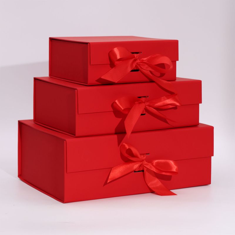 Flache Geschenkbox - Mittelgroßes Quadrat (20x18,2x8cm) - Rot