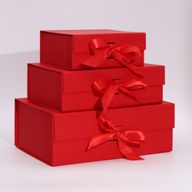 Flache Geschenkbox - Mittelgroßes Quadrat (20x18,2x8cm) - Rot