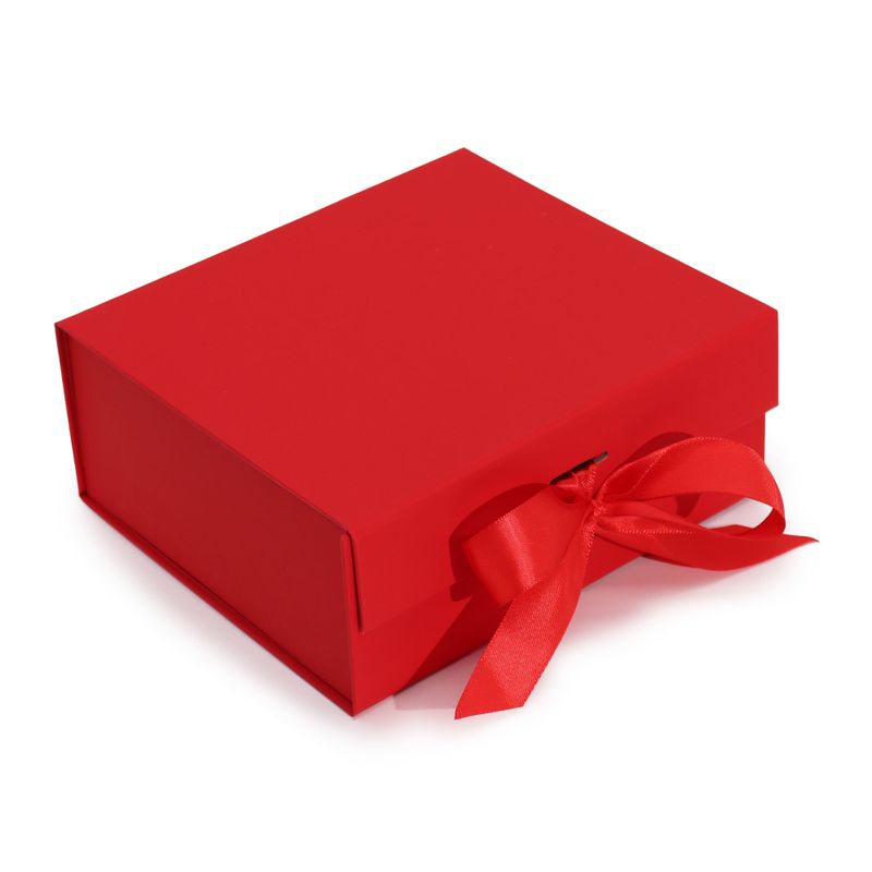 Flache Geschenkbox - Mittelgroßes Quadrat (20x18,2x8cm) - Rot