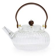 Teekanne aus Glas mit Sieb - Klare gerippte Perle - 850 ml