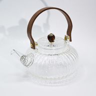Teekanne aus Glas mit Sieb - Klare gerippte Perle - 850 ml