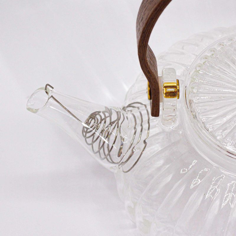 Teekanne aus Glas mit Sieb - Klare gerippte Perle - 850 ml