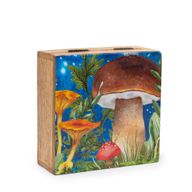 Mittlere quadratische Box 13,5 x 13,5 x 6 cm – Pilzdesign Blaugrün