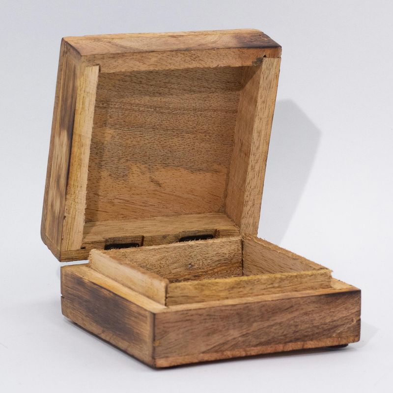 Große quadratische Box 15x17,5x8cm - Pilzdesign Kastanienbraun