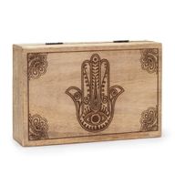 Große rechteckige Box 21,5 x 14 x 6,3 cm – Hamsa schwarz eingraviert