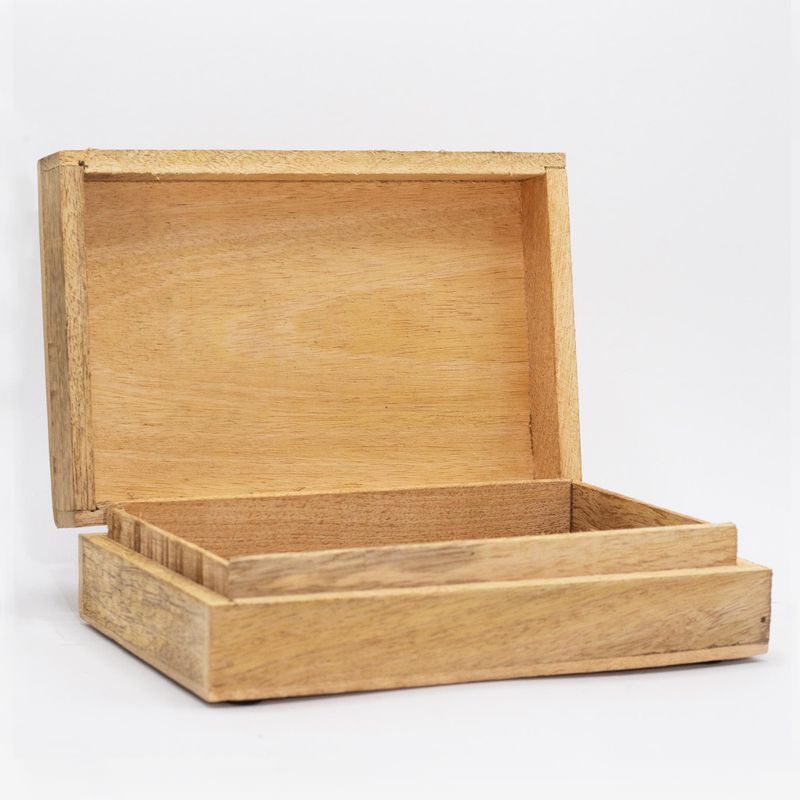 Große rechteckige Box 21,5 x 14 x 6,3 cm – Buddha-Gesicht schwarz eingraviert