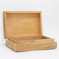 Große rechteckige Box 21,5 x 14 x 6,3 cm – Buddha-Gesicht schwarz eingraviert