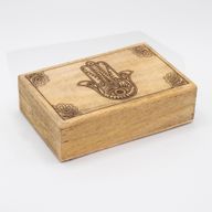 Große rechteckige Box 21,5 x 14 x 6,3 cm – Hamsa schwarz eingraviert