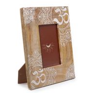 Med Mangoholz-Bilderrahmen (für 10 x 15 cm), 26 x 20 x 2 cm – Mandala – Weiß
