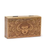 Mittlere quadratische Box 17 x 10 x 4,2 cm – Buddha-Gesicht schwarz eingraviert