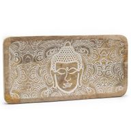Langes Tablett 30x15x2,5cm - Buddha Face Whitewash