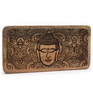 Langes Tablett 30x15x2,5cm - Buddha-Gesicht schwarz eingraviert