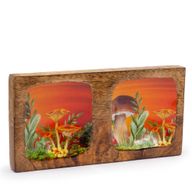 Doppeltes Schmucktablett 20x10x2,5cm - Pilzdesign Kastanienbraun